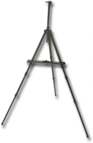 Heritage Arts HAE630 Marquette Deluxe Black Aluminum Easel, Lightweight and durable aluminum construction is ideal in the field studio or classroom, Spring-loaded locking canvas support holds artwork in position,  Accommodates deep cradled canvas up to 1.25